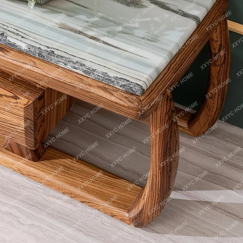New Chinese light luxury solid wood marble coffee table TV cabinet combination living room furniture