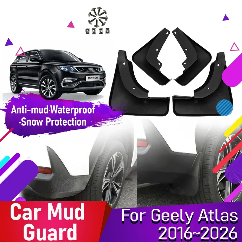 Car Mud Guards For Geely Atlas Azkarra Boyue Pro NL-3 2016~2026 ABS Front Rear Wheel Mudguard Fender Flare Muds Auto Accessories