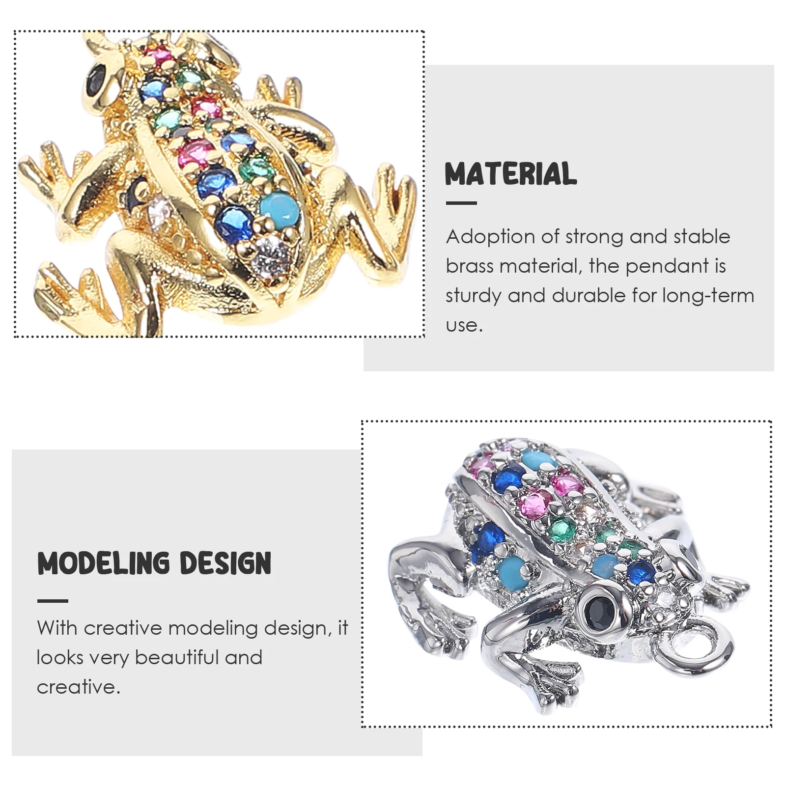 

4 Pcs Decorations Fancy Color Diamond Frog Pendant Miss Jewelry Brass Charm Frogcharms