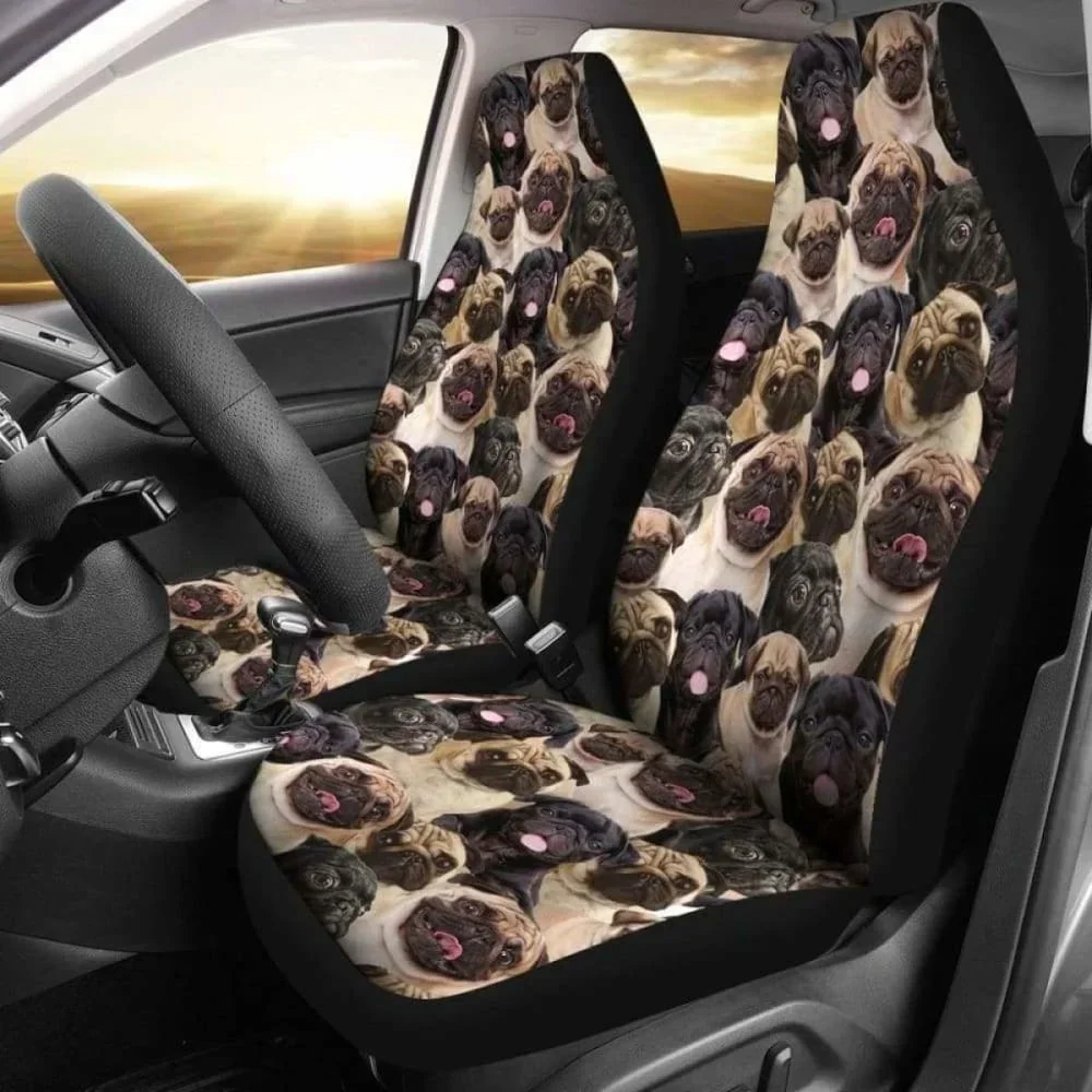 

Pug Full Face Car Seat Covers 102918,Pack Of 2 Universal Front Seat Protective Cover