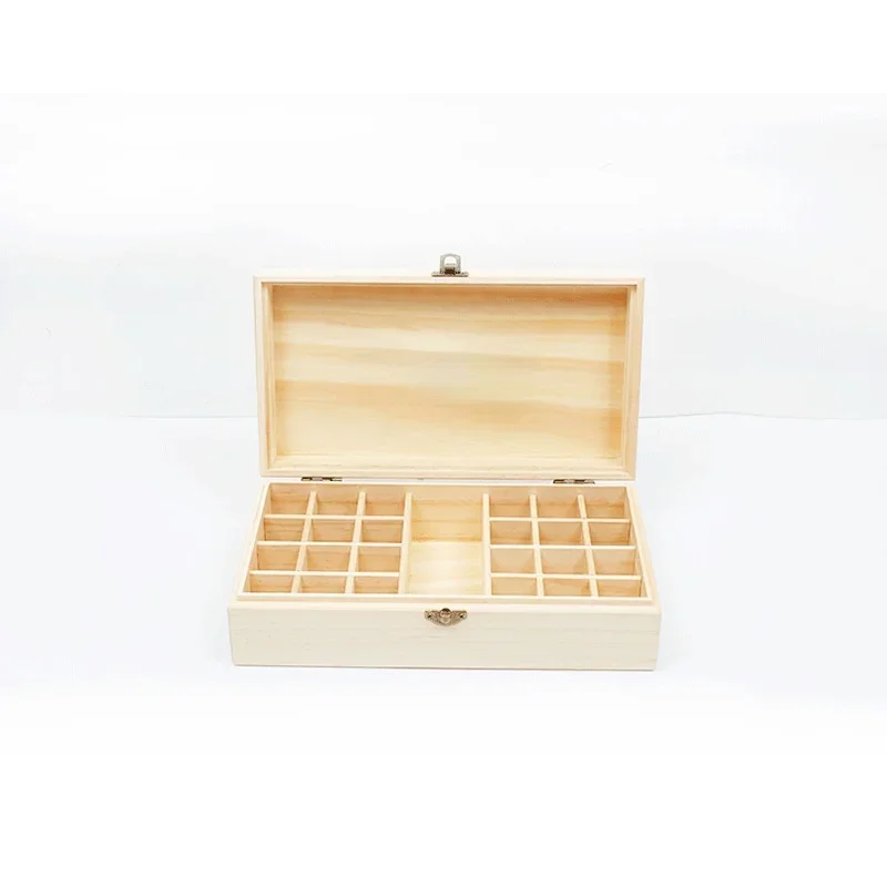 Essential Oil Storage Wooden Box 25 Compartment Storage Box 15ML 24+1 Compartment Essential Oil Display Box