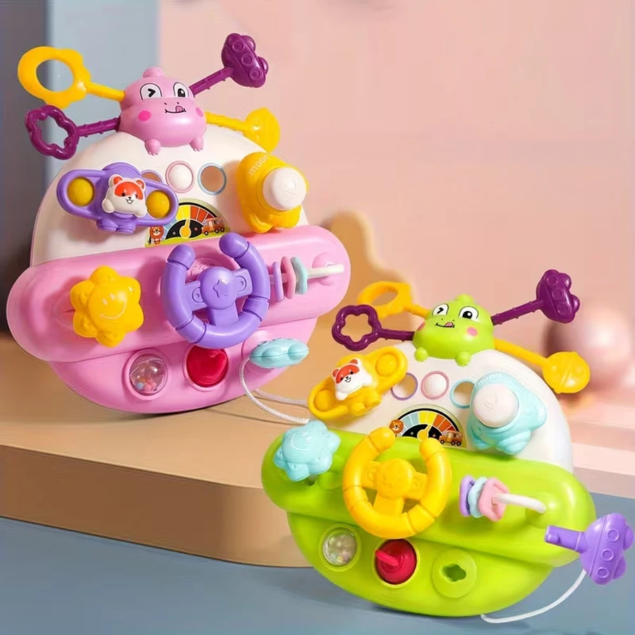 

Детский руль Busy Board Toys Интерактивная игрушка-тяг и вращение с мультяшным сенсорным ранним обучением для стульчика и автокресла