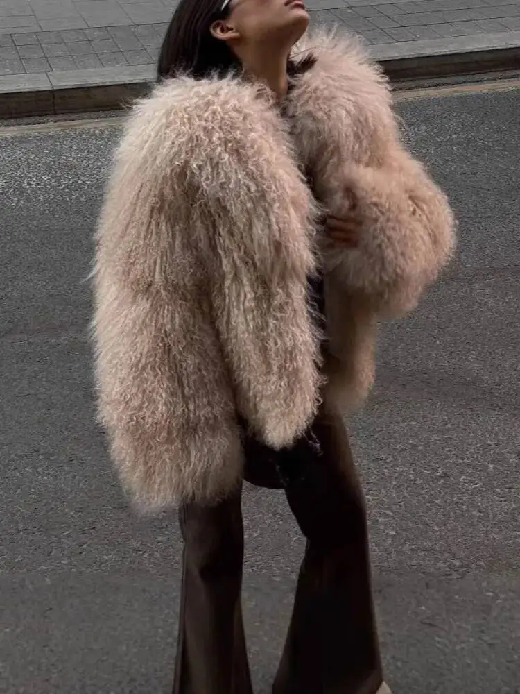 Cappotto a maniche lunghe in pelliccia sintetica Teddy Colletto rovesciato 2025 Nuova giacca da donna moda invernale con collo a maniche lunghe