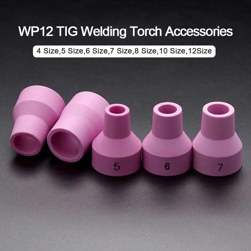 WP12 TIG Welding Ceramic Nozzle Model: 4/5/6/7/8/10/12 Size 14N*61/-12、10、8，14N*60-7，14N*59-6，14N*58-5，14N*57-4