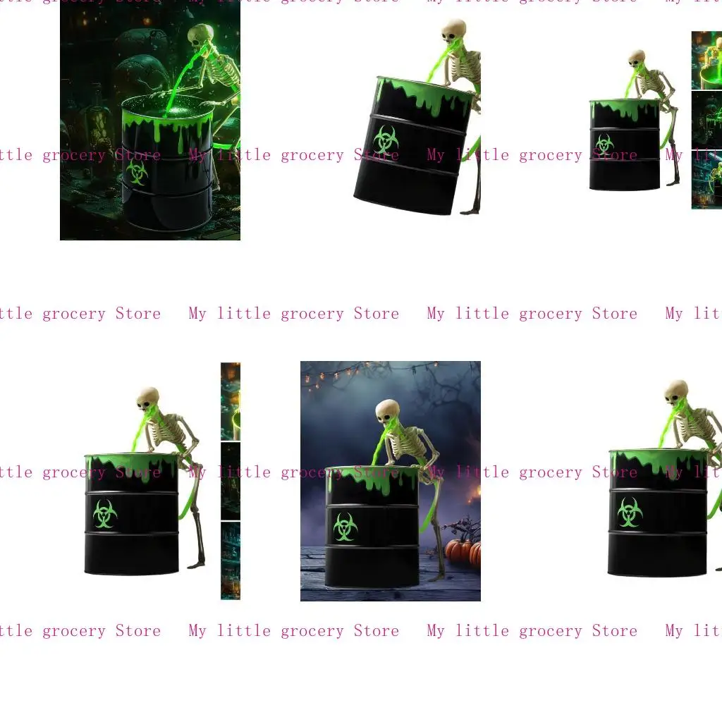 

Vomiting Puking Skeleton Decoration With Black Light And Bucket For Halloween Horror Party Indoor and Outdoor Setups