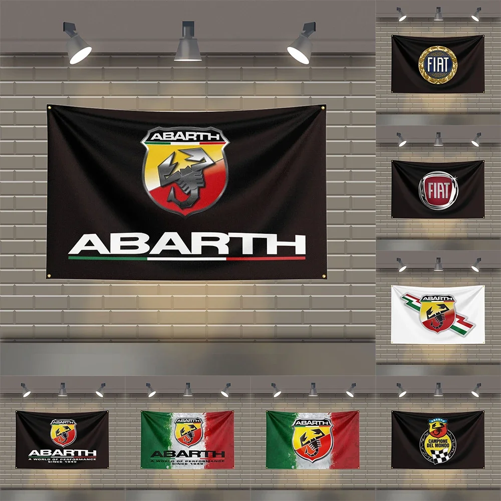 3x5 Ft Abarths Fiat Racing car Flag Polyester Printed Car Flags for Room Garage Decor