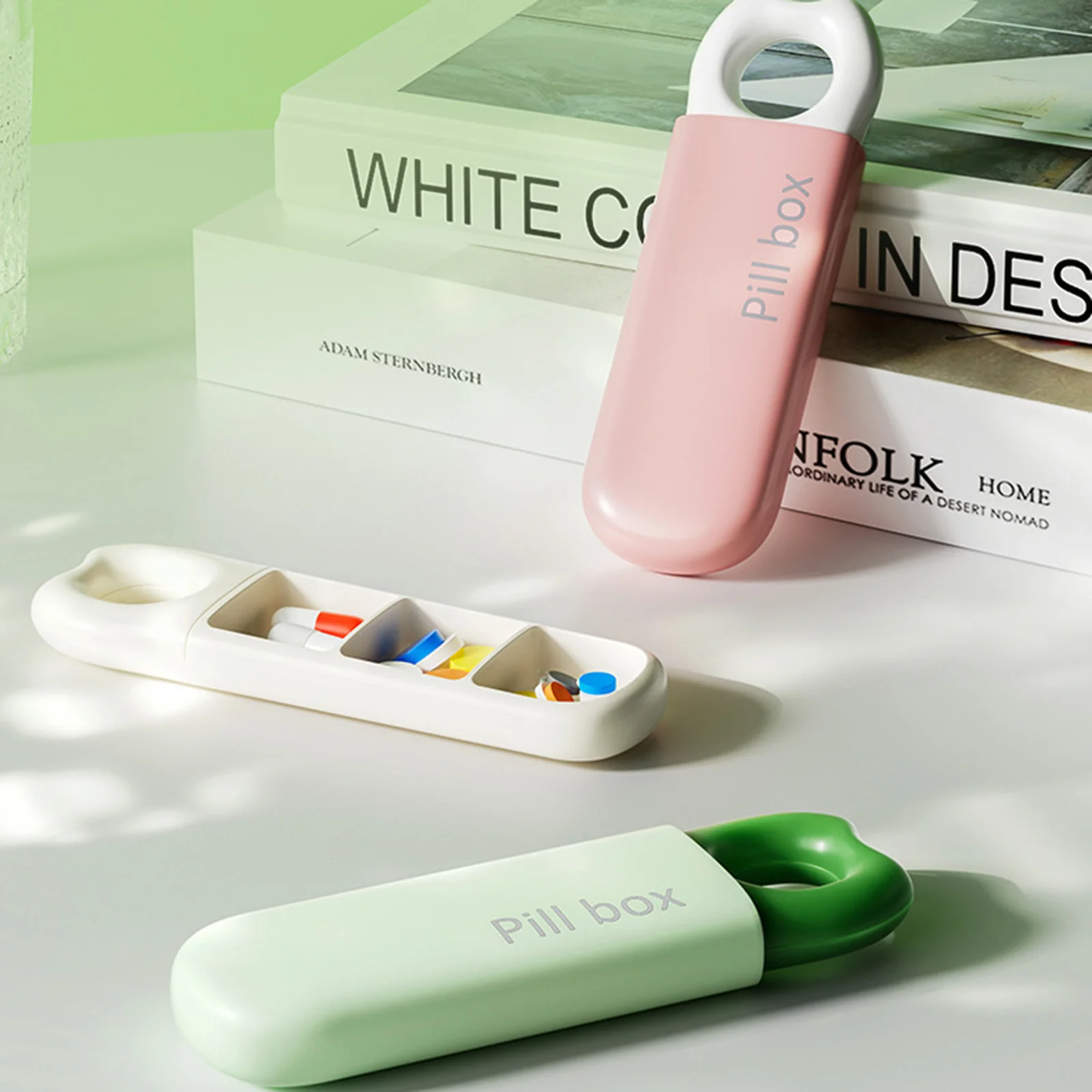 

3 Compartment Portable Pill Organizer Box Mini Travel Medicine Case with Sealed Lid for Daily Vitamin Storage