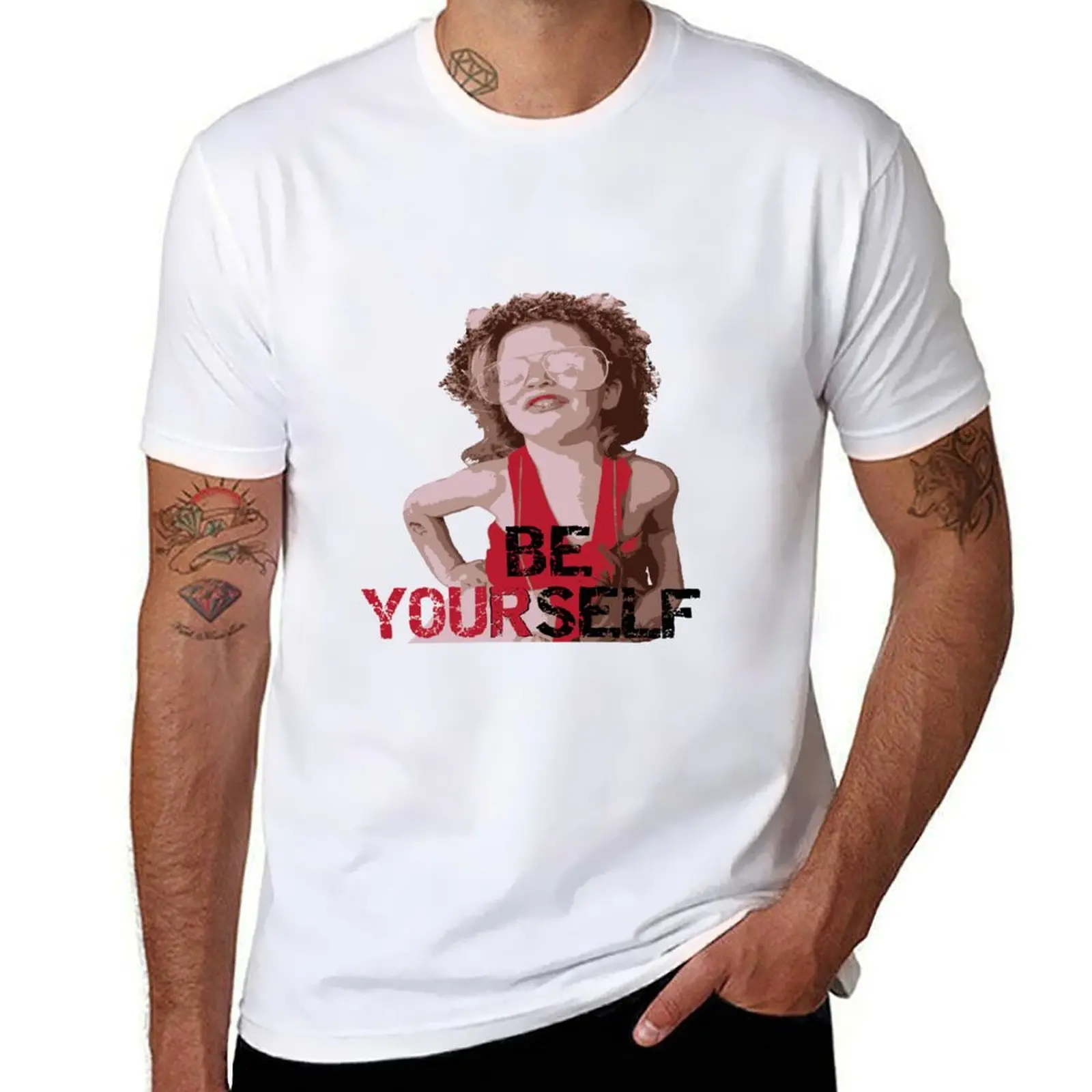 

Be yourself T-Shirt blacks kawaii clothes luxury clothing labubu T-shirts for men cotton