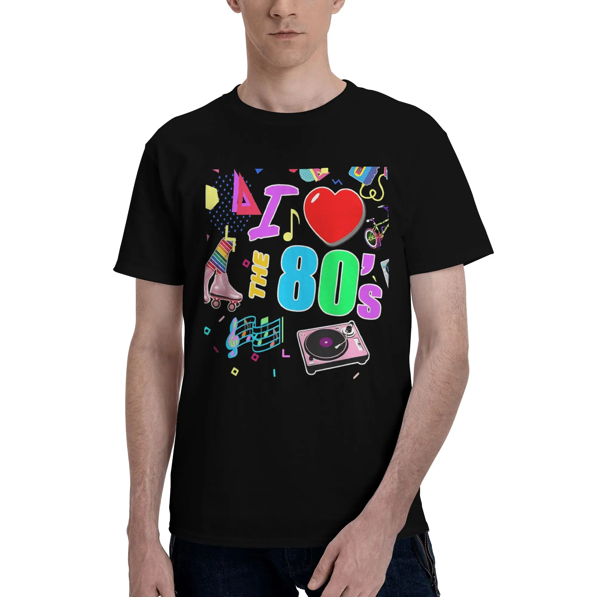 Men Women Graphic Printing Back to the 80's Retro Music Disco Party  Tee T Shirt Cotton  T-shirts Clothing