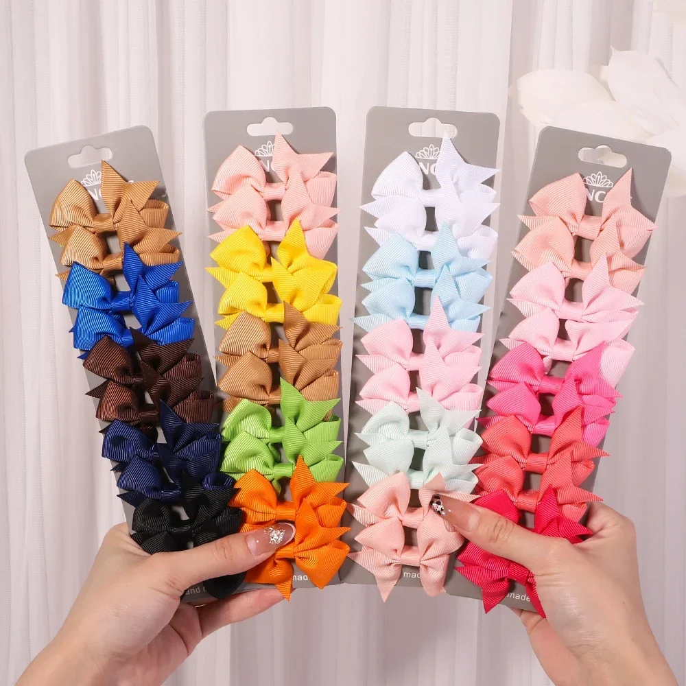 

10Pcs/set Baby Grosgrain Ribbon Bowknot Hair Clips for Girls Colorful Bows Clip Hairpin Barrettes Headwear Kids Hair Accessories