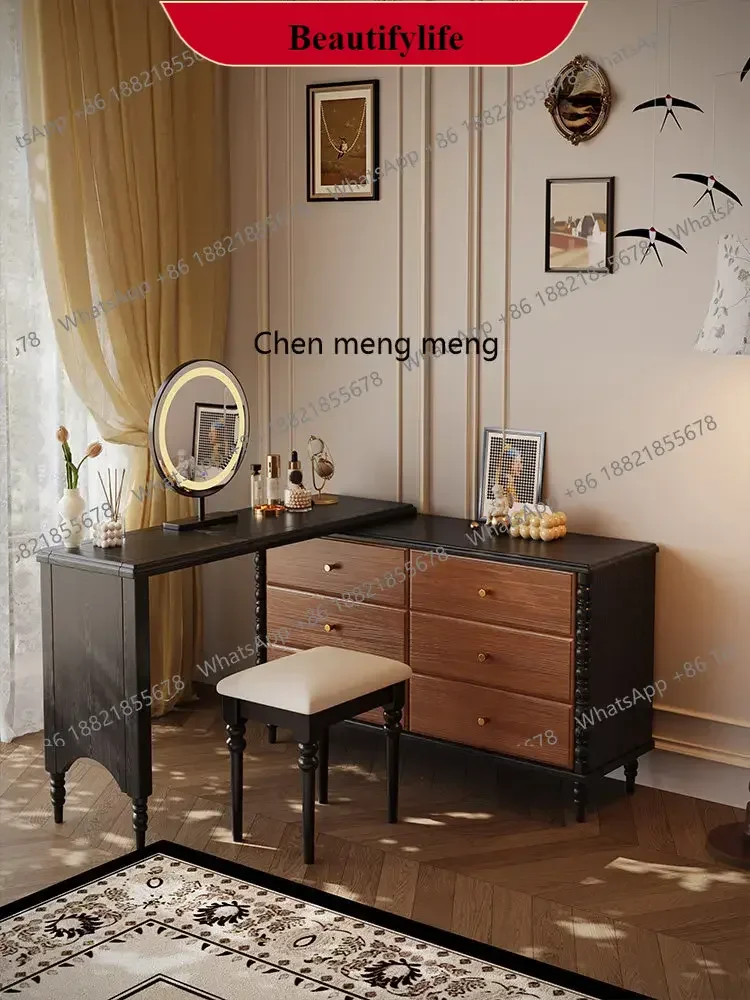 

M138Solid Wood Chest of Drawers Integrated Dressing Table for Bedroom Small Apartment Bedside Storage Integrated Makeup Table