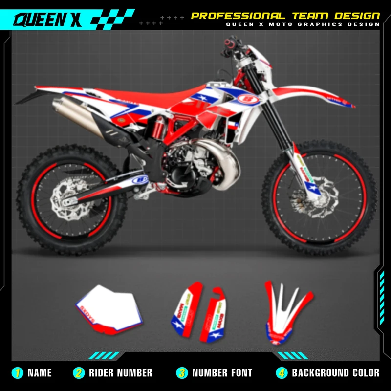 

QUEEN X MOTO Motorcycle Team Graphics Decal & Sticker Kit For BETA RR 2018 2019 008