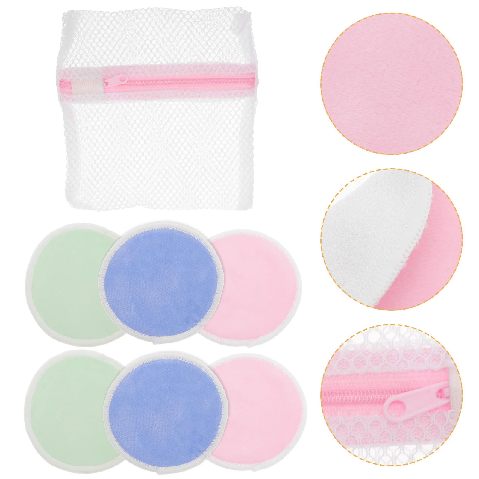 

7pcs Bamboo Fiber Makeup Remover Pads Soft Reusable Face Accessories Clean Hygiene Easy Daily Skincare Application Portable