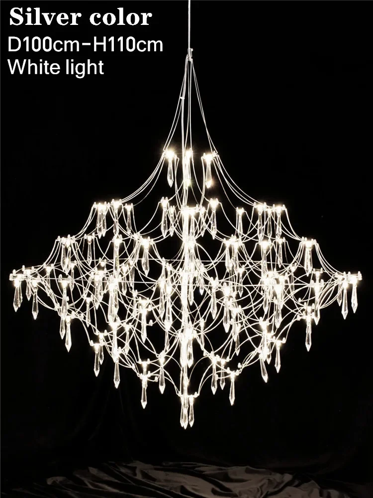 Starry Crystal Chandelier Living Room Light Luxury Modern Hotel Villa Duplex Floor Bedroom Restaurant Fireflies Chandelier