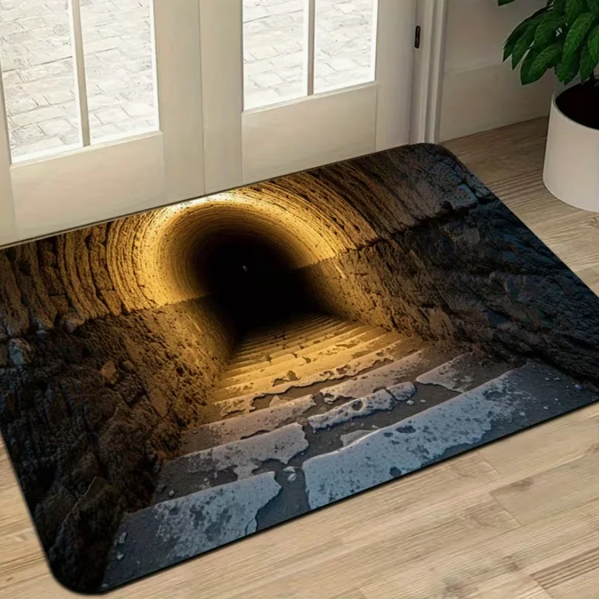 2D Tunnel Staircase Area Rug Non Slip Washable Floor Carpet for Living Room Bedroom Bathroom Home Decor