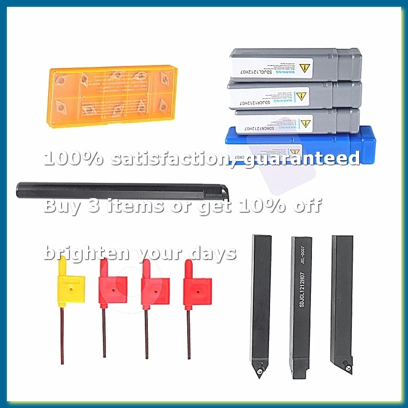 Lathe Turning Tool Set, 10Pcs Carbide Insert Blades + 4Pcs Lathe Turning Tool Holder Set + 4Pcs Wrench for Machine Tool Sets