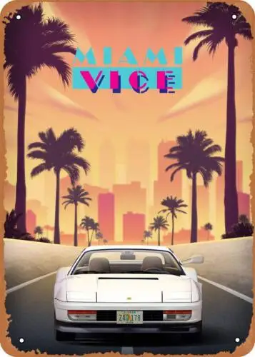 Vintage Look Metal Sign - Movies Miami Vice - 8 x 12 Tin Sign