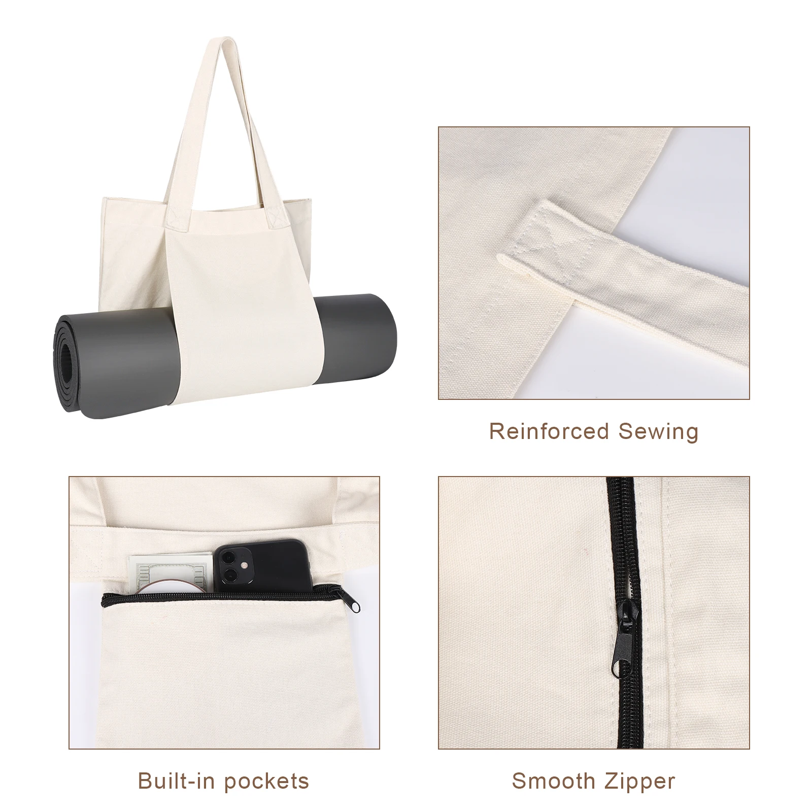 Custom Logo Big Canvas Yoga Mat Bag Gym Shopping Beach Travel Handbags Free Design Print DIY Personal Picture Name Gifts