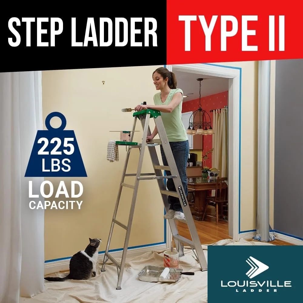 4-foot Aluminium Step Ladder with tool tray, 225-Pound Load Capacity, Type II, AS4004