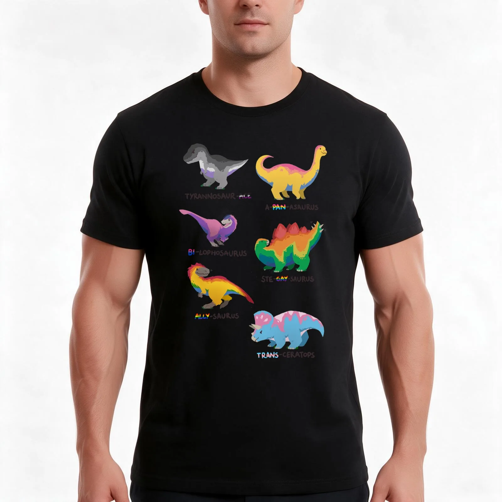 Pride Dinos - The collection T-Shirt, Summer Casual Cotton Tee, Oversized Streetwear Tops, Vintage Graphic Print, 100% Cotton