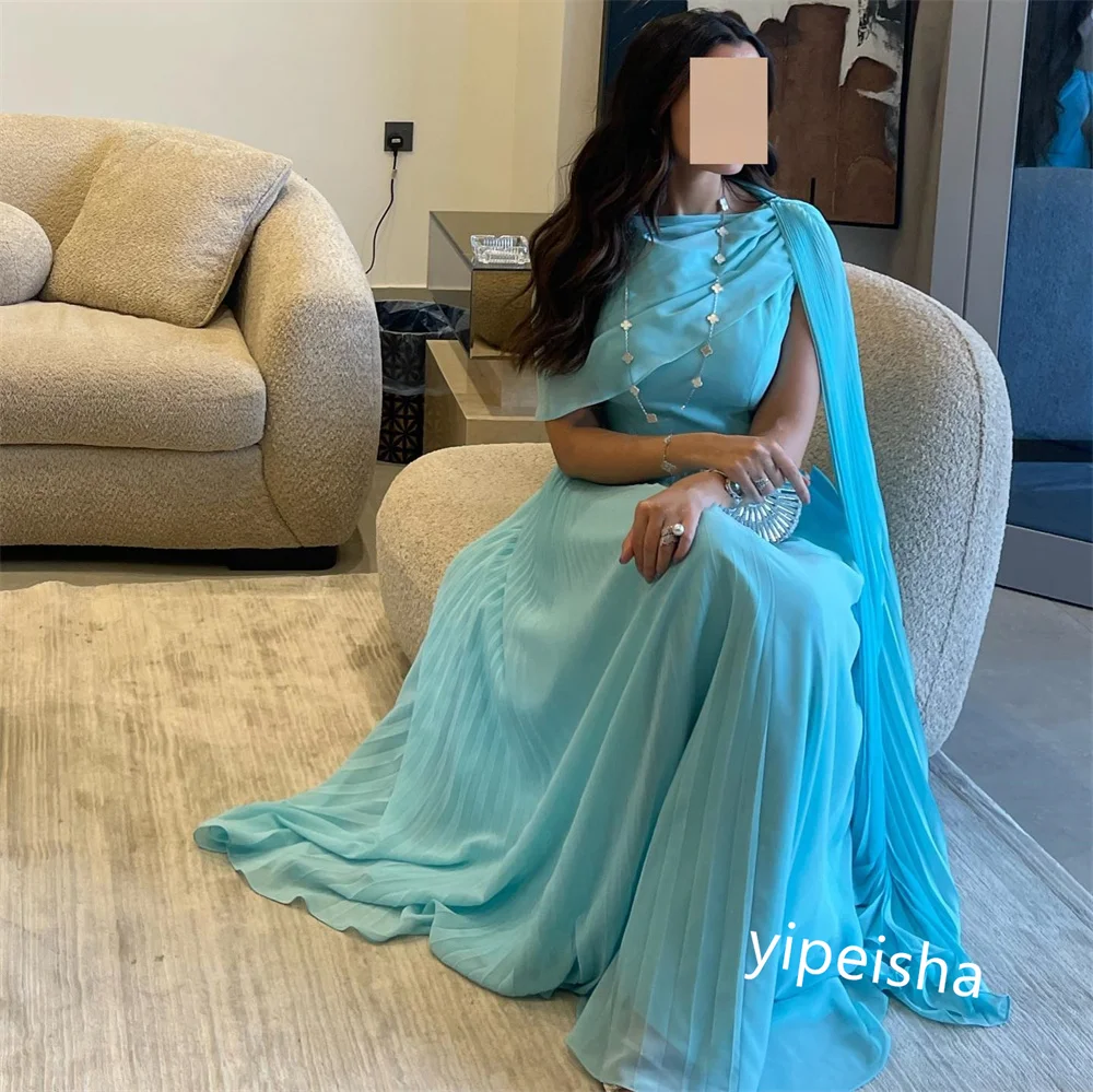 Vestido de baile de Arabia Saudita, Jersey drapeado de noche, cuello alto, vestido de ocasión a medida, vestidos Midi