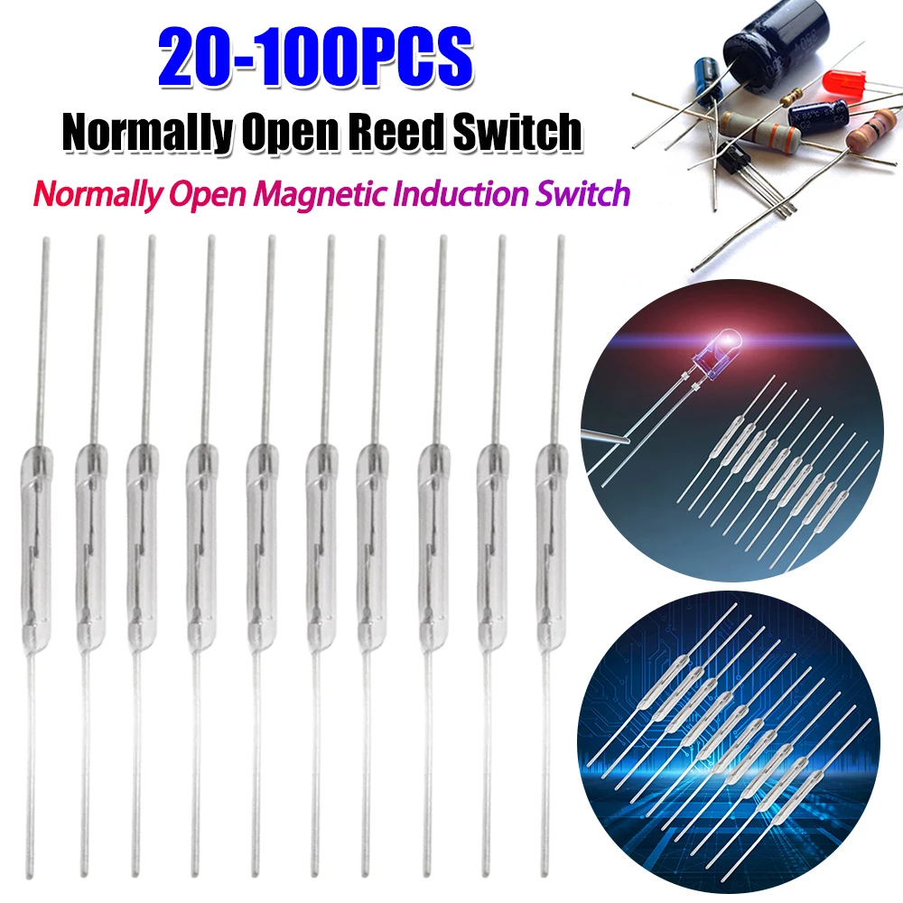 Magnetic Switch 2*14mm Normally Open Magnetic Induction Switch DIY Magnetic Reed Switchs Electronic Component