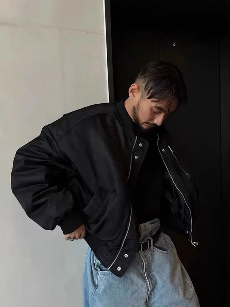 American High Street Bomber Pilot Jaet Men's Autumn Winter Thiened Cotton Baseball orm Jaet Warm Loose Fit ort Sle