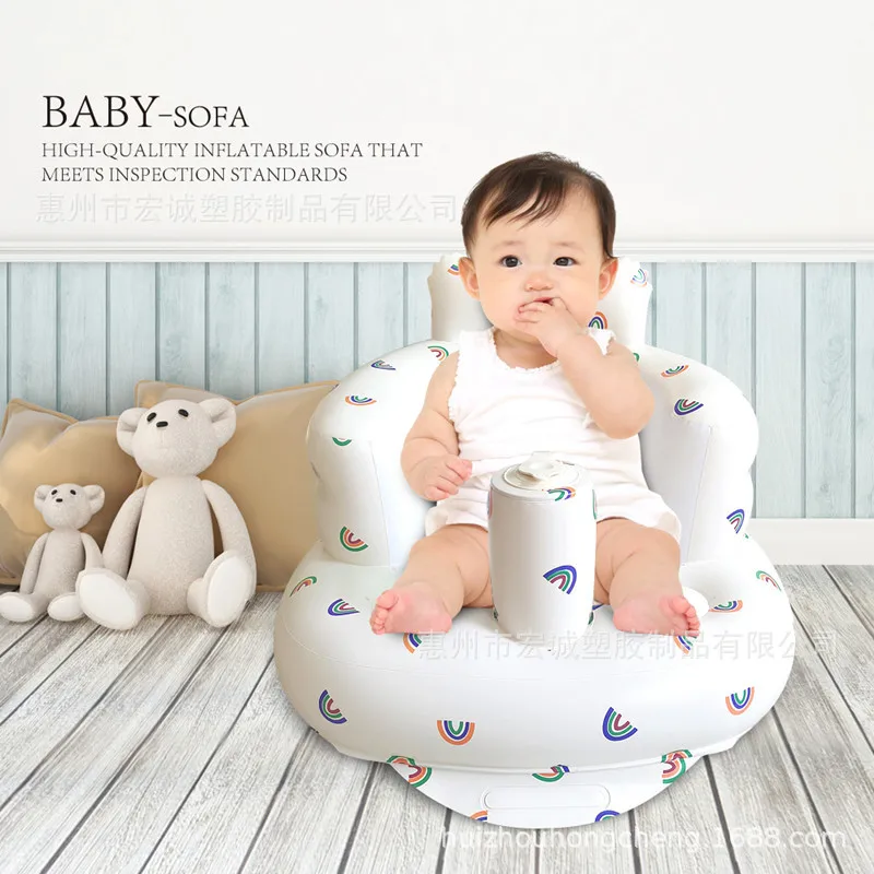 PVC Inflatable Baby Learning Seat Portable Newborn Sitting Trainer Infant Sofa 0-3 Years Old
