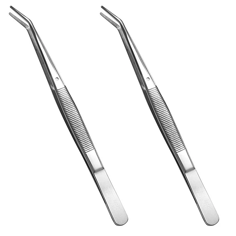 Stainless Steel Tweezers, with Curved Serrated Tip Multipurpose Tweezers Sewing Machine Tweezers Forceps for Craft Repairing