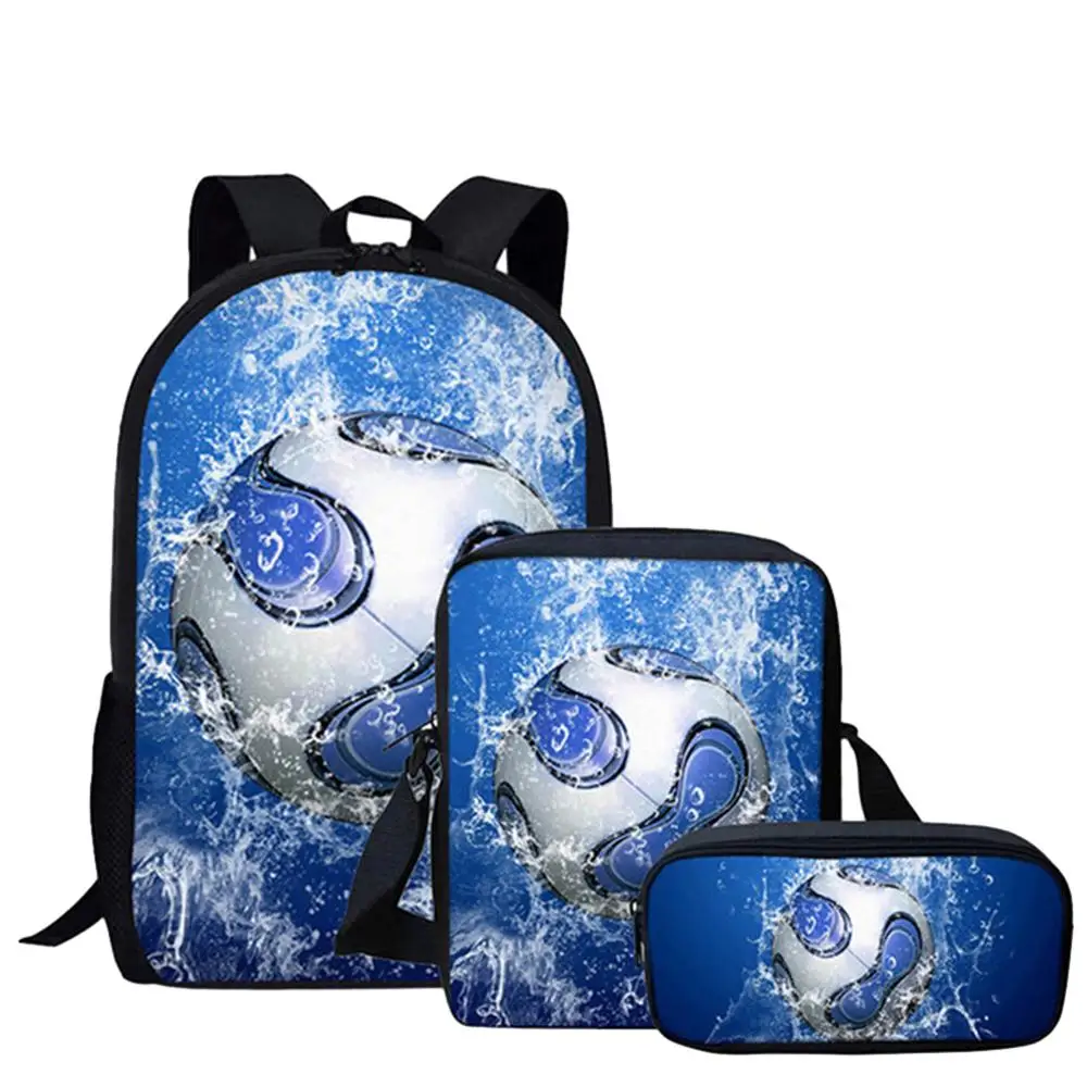 

Ice and fire Soccerly Foot Ball 3pcs/Set Backpack 3D Print School Student Bookbag Laptop Daypack Shoulder Bag Pencil Case