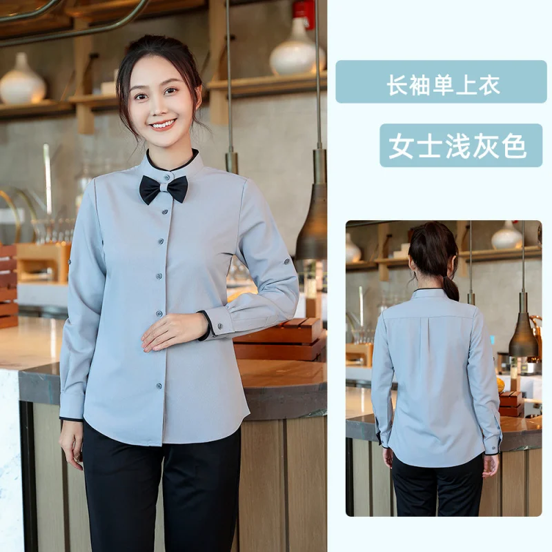 Fast Food Restaurant Server Uniform Langarm Western Restaurant Coffee Shop Steakhouse Burger Cake Shop Mitarbeiter Shirt für Wo