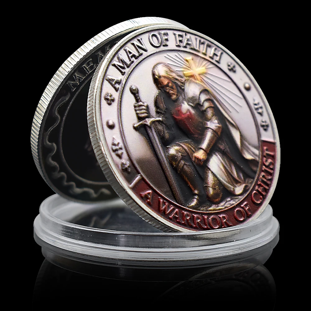 Pièce commémorative Christian Knight : Un homme de foi, guerrier de Christ – Objet de collection en métal, cadeau religieux, jeton décoratif