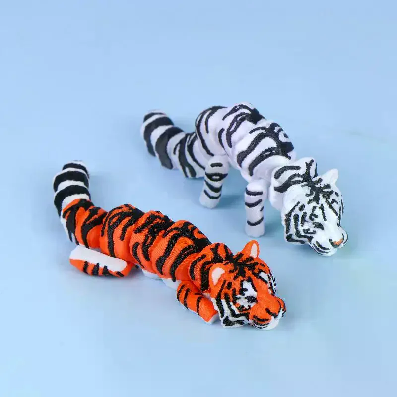3D Printed Articulated Tiger Figurine Custom Color Option Posable Parts for Home Entryway Table Decor Housewarming Present
