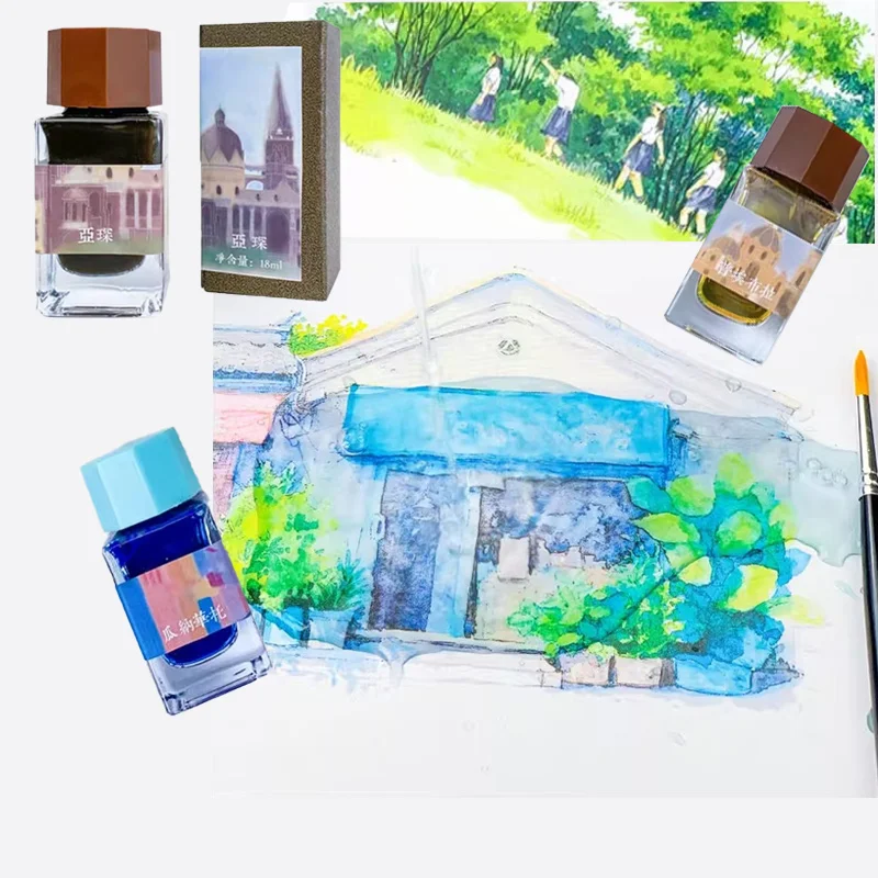 

18ml Color Ink Waterproof Sun-resistant Not Easy To Fade Fountain Pen Dip Pen Comic Design Writing Calligraphy Marking Key Point