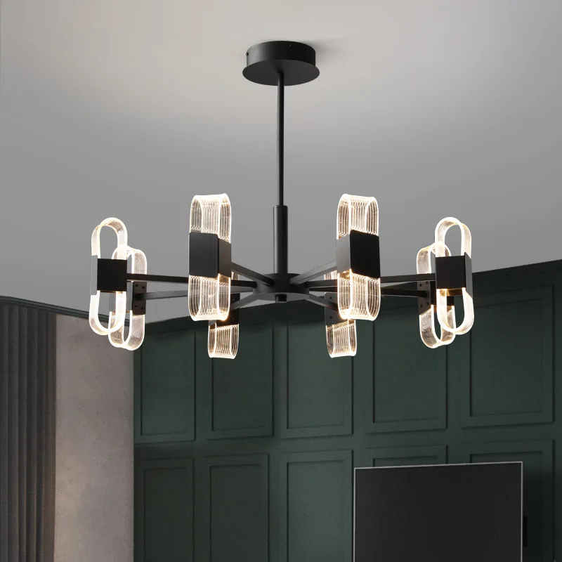 Kobuc New Design Living Room LED Ceiling Hanging Pendant Light 6/8/10 Lights Bedroom 3 Light Change