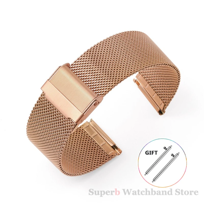 Milanaise-Armband, Universal-Armband, Schnellverschluss, 18 mm, 20 mm, 22 mm, 12 mm, 14 mm, 16 mm, 17 mm, 19 mm, 21 mm, 24 mm, 0,6 Mesh-Edelstahl