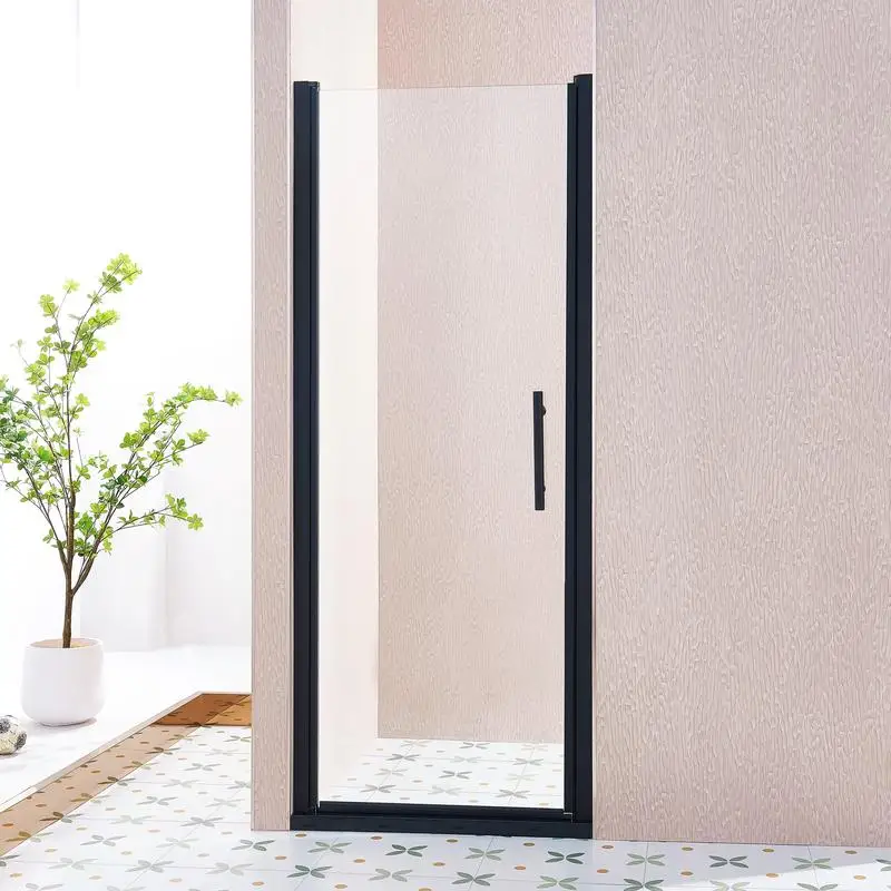 

30-31.5"W x 75"H Pivot Shower Door, Matte Black Aluminium Alloy, 1/4" Thick SGCC Tempered Clear Glass, Single Swing Design