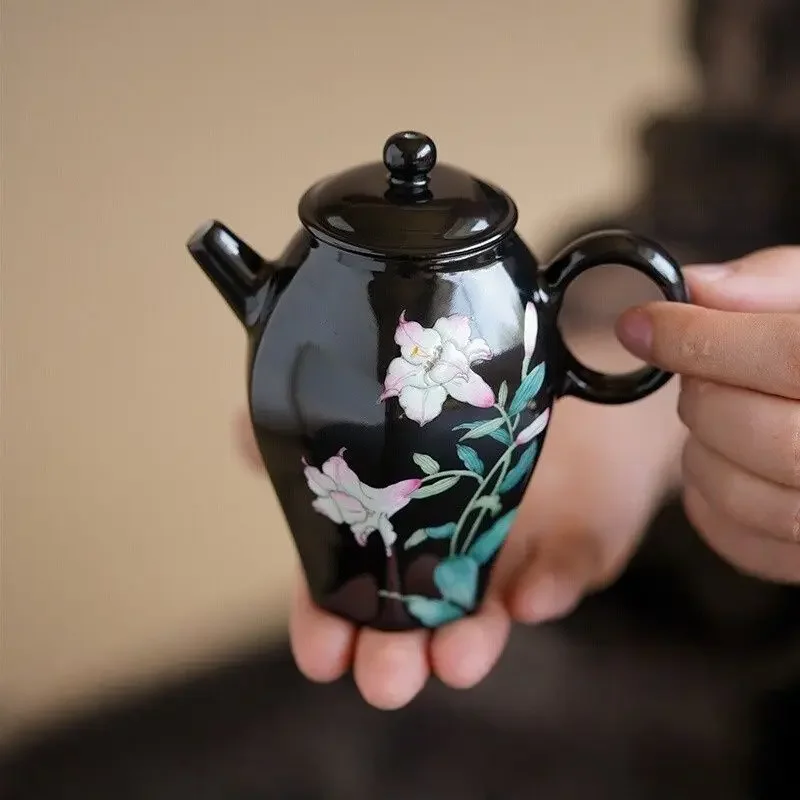 High-value hexagonal pot pastel ceramic women's small teapot for one person