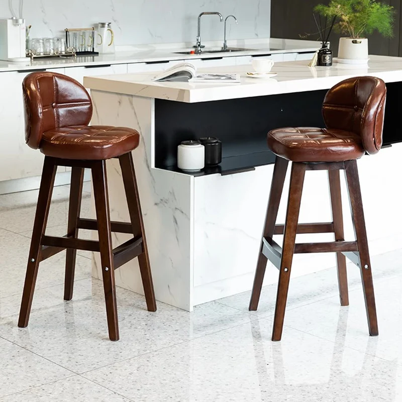 

With Back Wood Bar Stools Gaming Minimalist Barber Ergonomic Vanity Chair Camping Sillas Para Comedor Lounge Suite Furniture