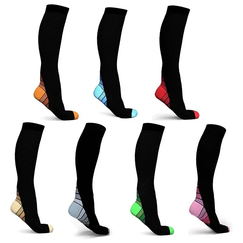 1/3/5/6 Men Women Compression Socks Soft Stockings Street Sports Spandex Elastic Pressure Compression Stockings Socks Solid