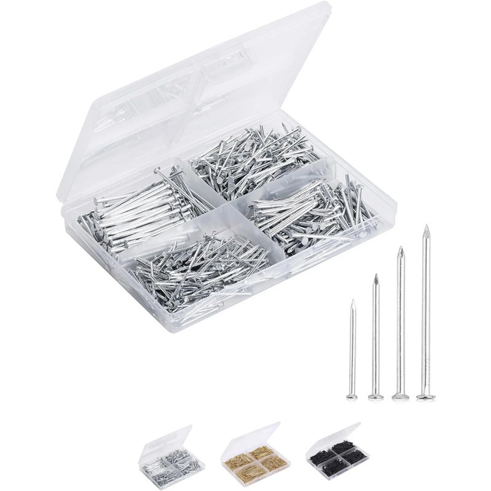 200PCS Multi-Size Nail Set for Walls Wood and Picture Frames Invisible Safety Screw for Cement Metal Nails Wood No Trace Fixator