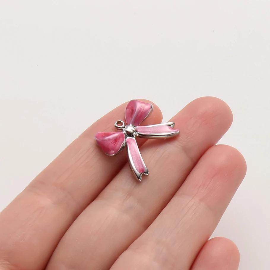 3-teiliges Mädchen-Anhänger-Set in Pink mit Öltropfen-Effekt aus Edelstahl, Pflanzen- und Blumenmotiv-Anhänger für Schmuckherstellung, DIY Schlüsselanhänger – Detail 2