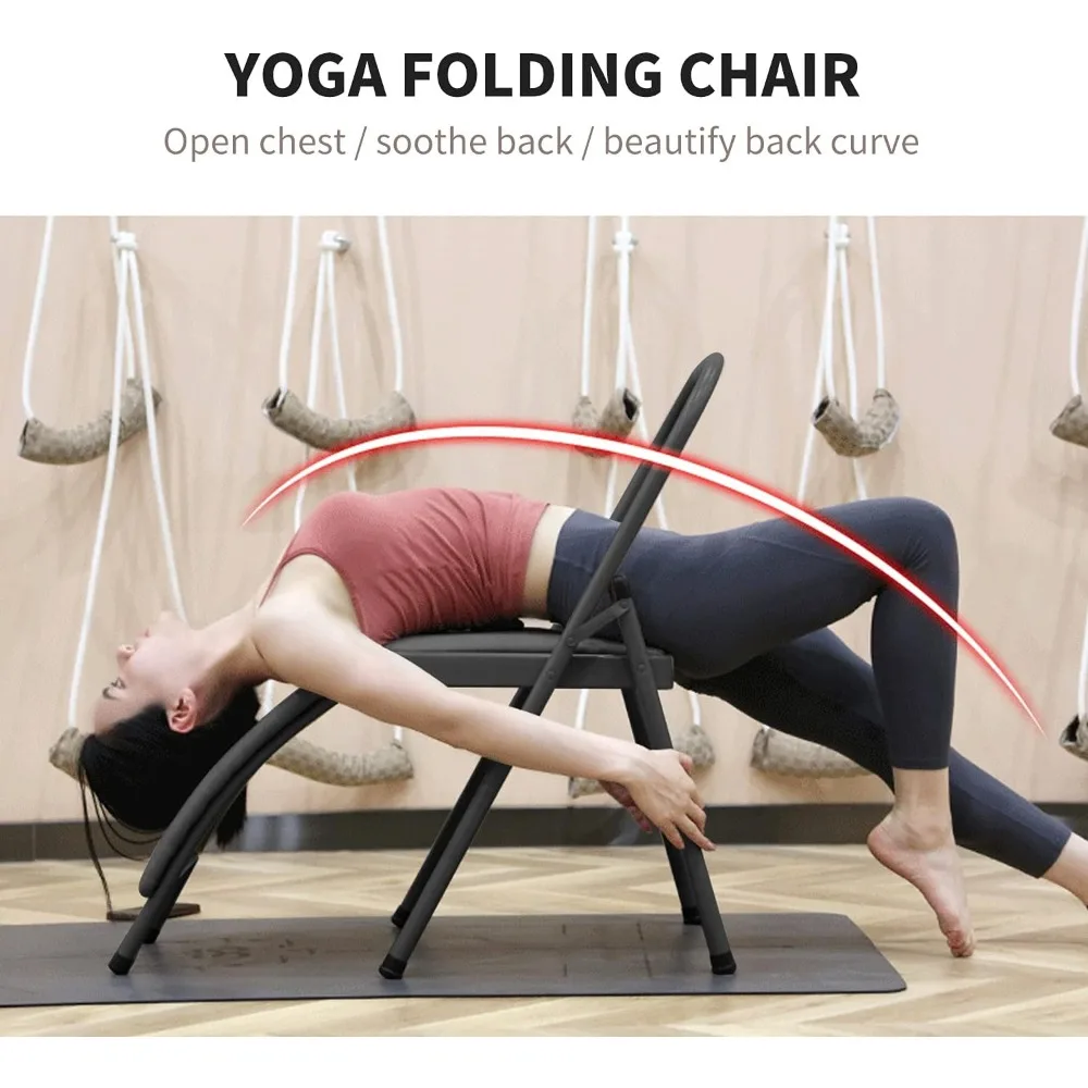 

Yoga Auxiliary Foldable Chair with Lumbar Back Support Balance Handstand Training Tool Yoga Equipment Metal Folding Chair