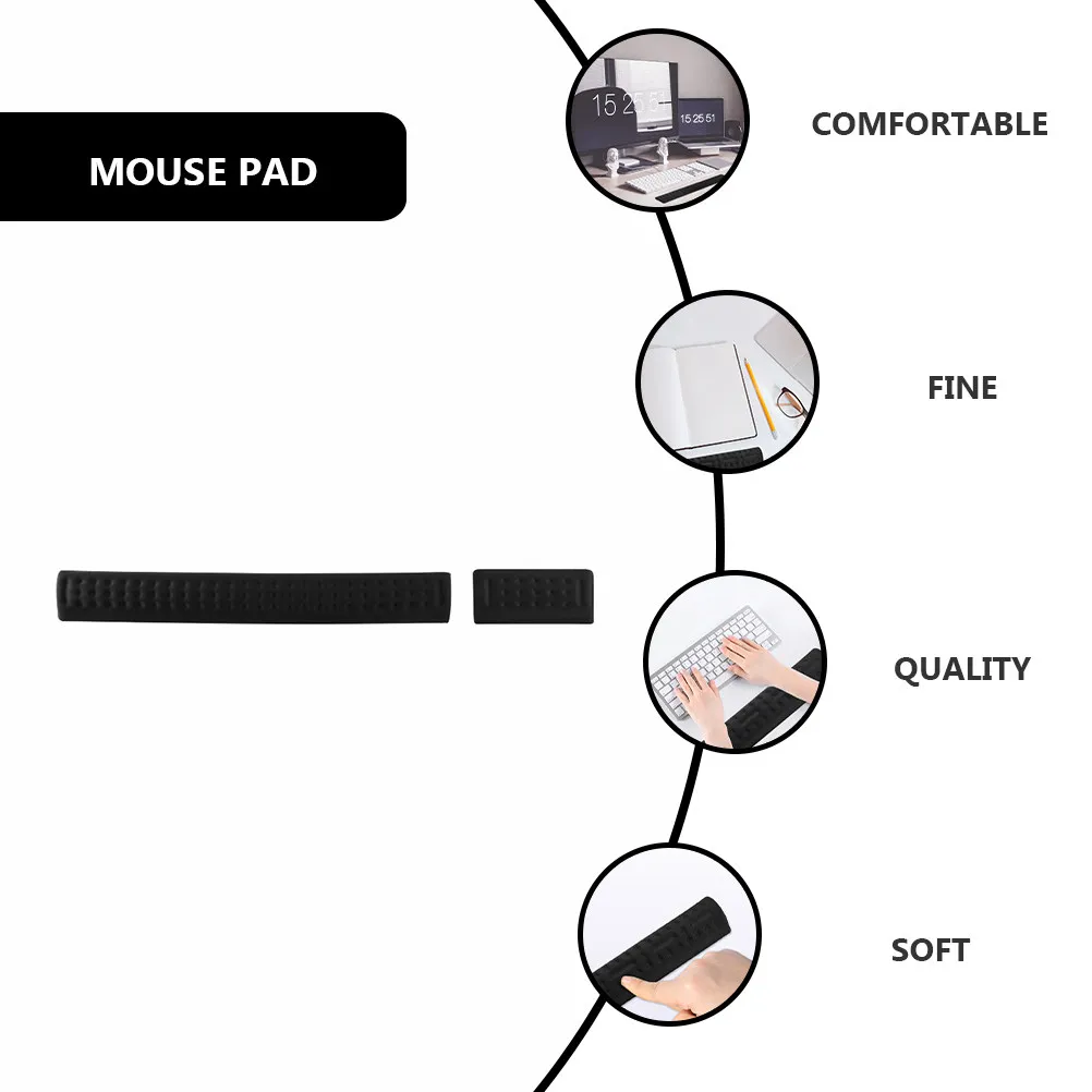 1Set Keyboard Wrist Rest Mouse Mat Set Non-Slip Memory Foam Wrist Support for Gaming Computer Comfortable Hand Pressure Relief