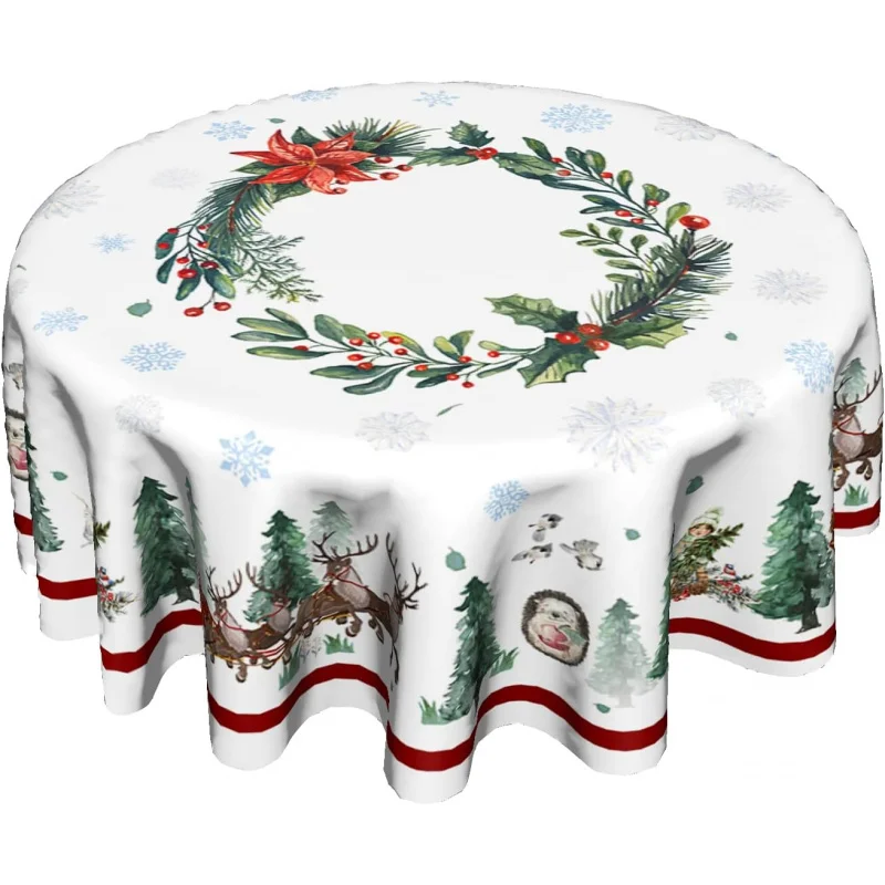 

Festive circular Christmas tablecloth 60X60cm reindeer costume tree snowflake indoor party decoration