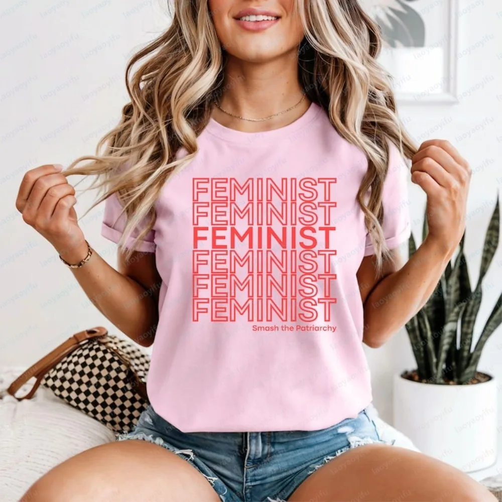 Feminist Smash The Patriarchy T-Shirt Bold Red Typography Empowerment Top Harajuku Women Clothes Gothic Tops High Quality Cotton