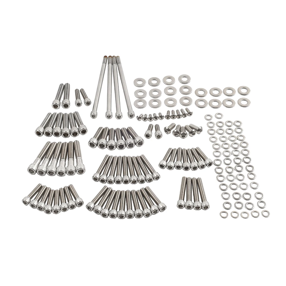 Stainless Steel Motorcycle Engine Screw Bolt Kit Full Set Silver for Harley Touring Street Glide Road King CVO Accessories