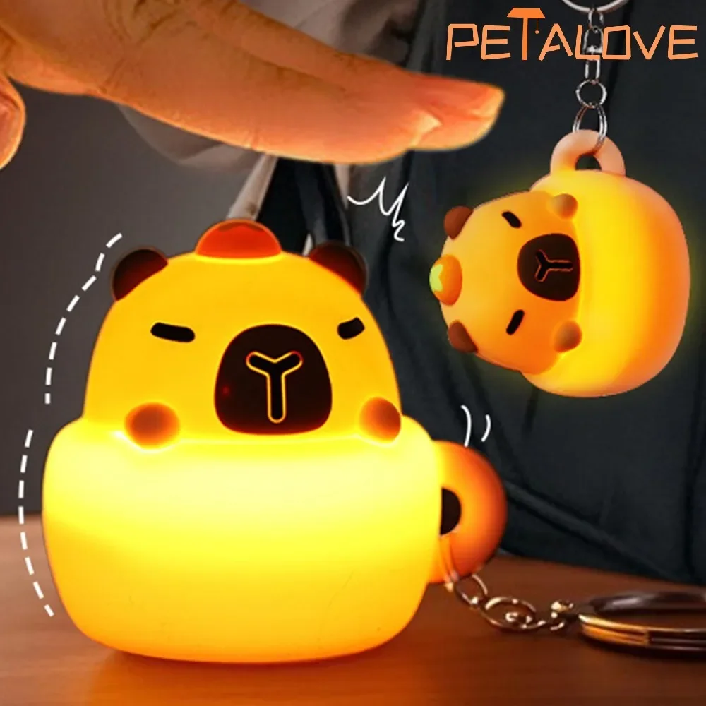 

Capybara Night Light Cute Silicone LED Cartoon Lamp USB Rechargeable Dimming Sleep Lamp for Children's Room Decor Birthday Gift