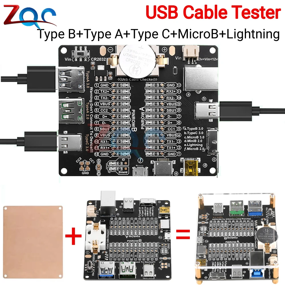 

PCB Data Line Test Board Tool USB Cable Teste For Usb Line With Short Circuit On-Off Switch Led Indicators Type-C Test Board