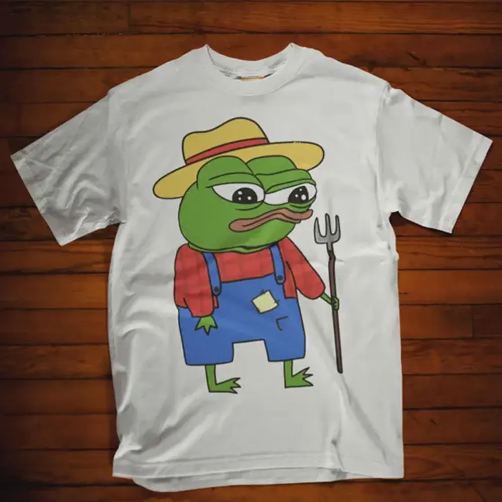 Apu Apustaja مزارع القش بيبي الضفدع Fren ميمي مضحك ثقافة الإنترنت الفكاهة الحضرية الجرافيك المحملة للجنسين الصيف القطن تي شيرت #2